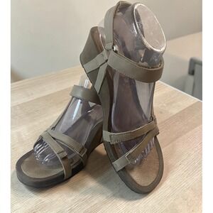 Teva Zirra Cork Wedge Strappy Leather Taupe Women's Size 9